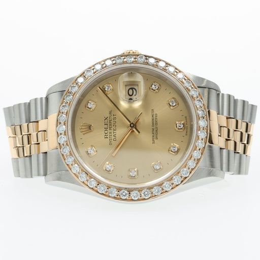 Rolex Datejust 36mm 18kt Yellow Gold & Steel Diamond Dial and Bezel 16233