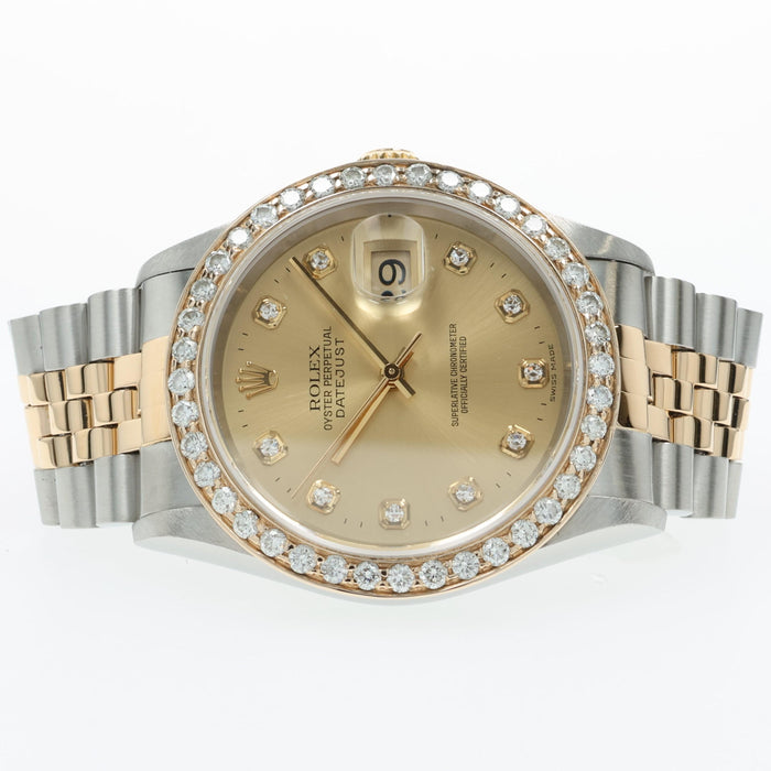 Rolex Datejust 36mm 18kt Yellow Gold & Steel Diamond Dial and Bezel 16233