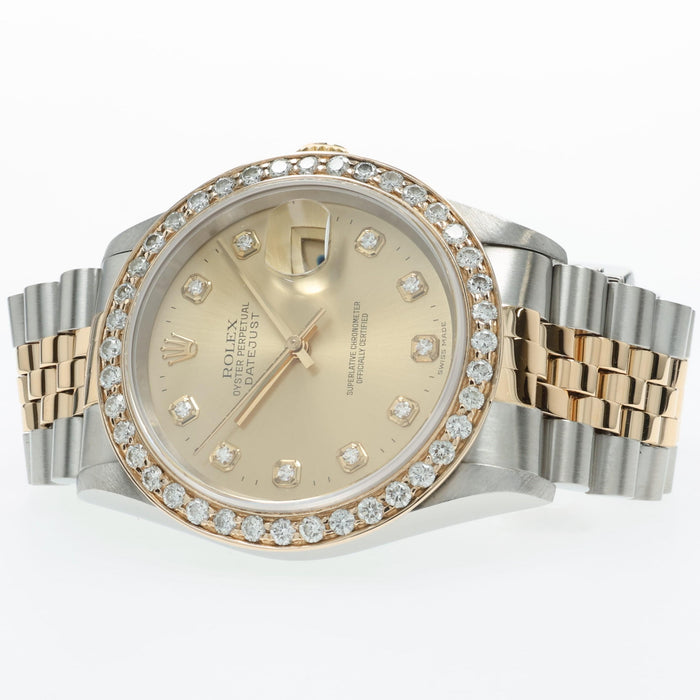 Rolex Datejust 36mm 18kt Yellow Gold & Steel Diamond Dial and Bezel 16233
