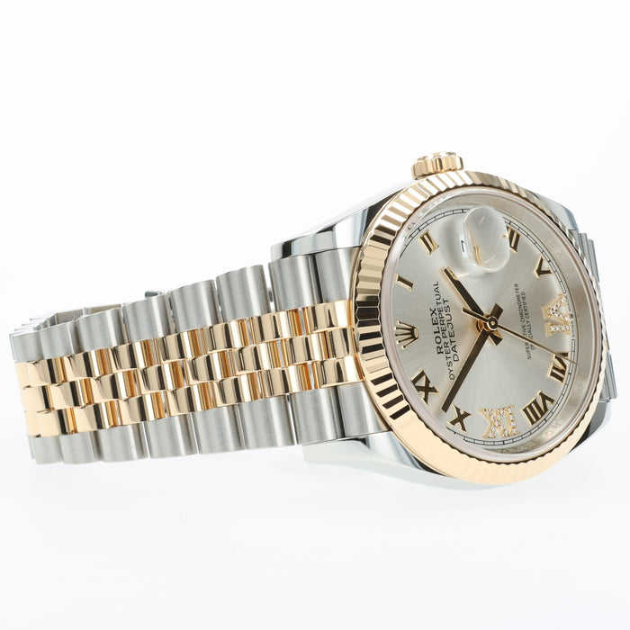 Rolex Datejust 36 Silver Diamond Dial 18K Yellow Gold & Stainless Steel 126233