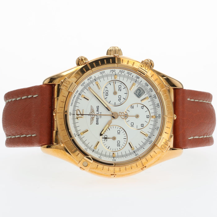 Breitling Chronomat Cockpit 18K Yellow Gold Chronograph White Dial 37MM K30012