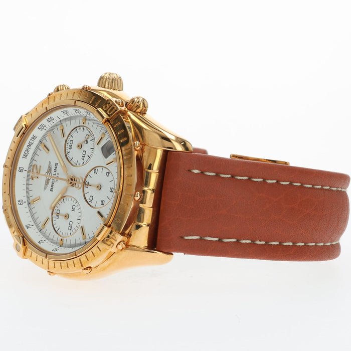 Breitling Chronomat Cockpit 18K Yellow Gold Chronograph White Dial 37MM K30012