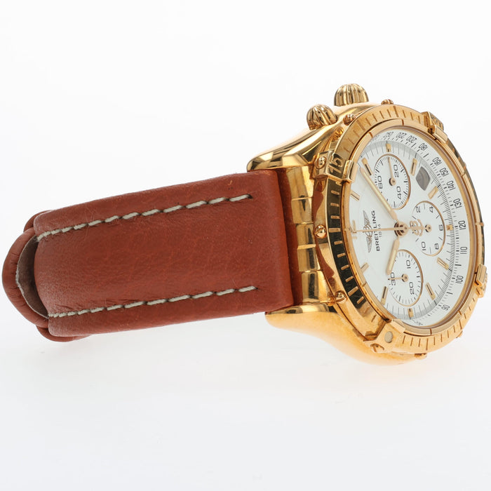 Breitling Chronomat Cockpit 18K Yellow Gold Chronograph White Dial 37MM K30012