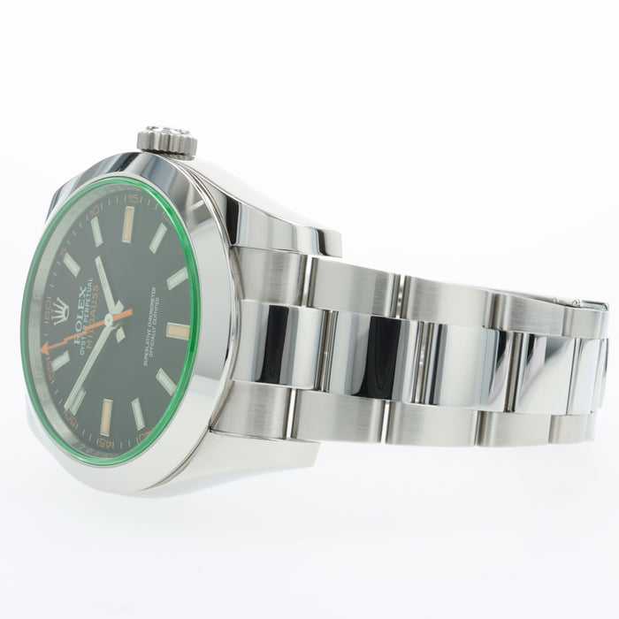 Rolex Milgauss Black Dial Green Crystal Stainless Steel 40MM 116400GV