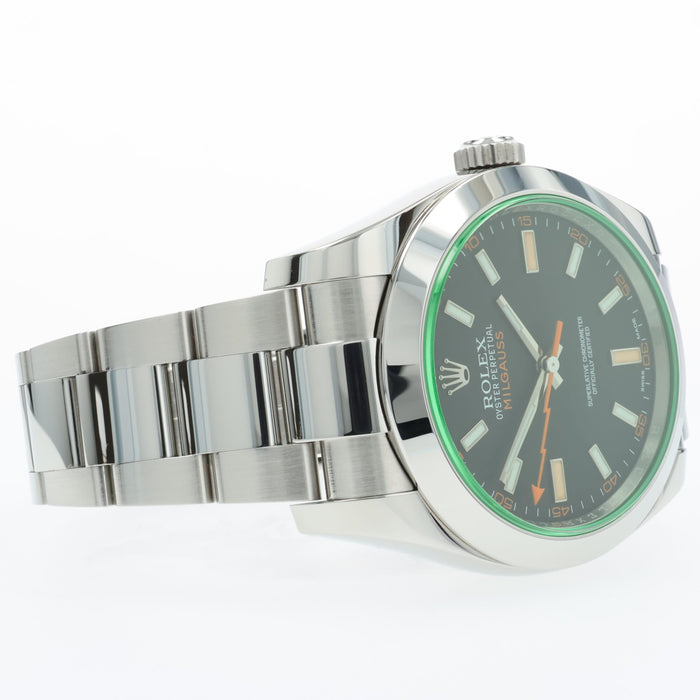 Rolex Milgauss Black Dial Green Crystal Stainless Steel 40MM 116400GV