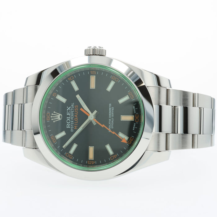 Rolex Milgauss Black Dial Green Crystal Stainless Steel 40MM 116400GV
