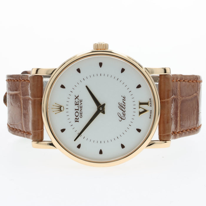Rolex Cellini Solid 18kt Yellow Gold Silver Dial Manual Wind 32MM 5115