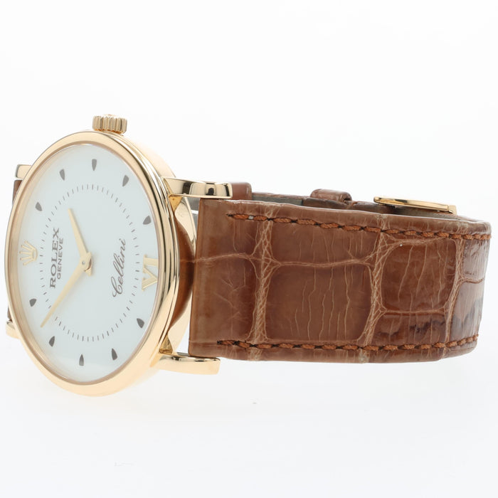 Rolex Cellini Solid 18kt Yellow Gold Silver Dial Manual Wind 32MM 5115