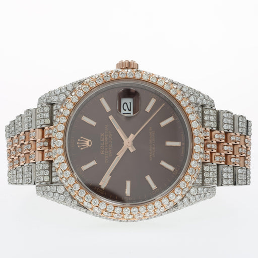 Rolex Datejust 41 Chocolate Dial Rose Gold & Steel Custom Diamonds 126331