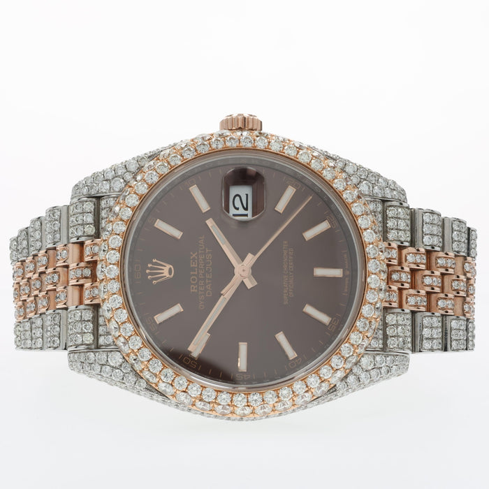 Rolex Datejust 41 Chocolate Dial Rose Gold & Steel Custom Diamonds 126331