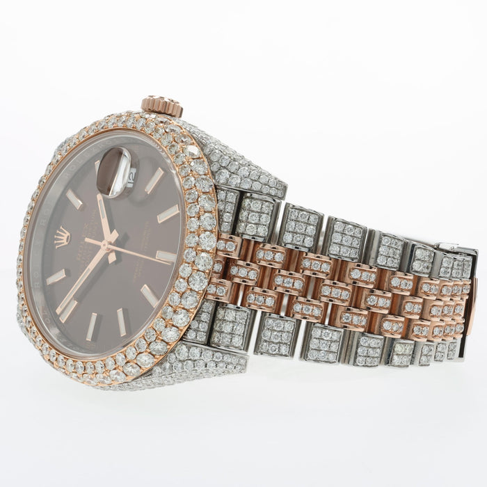 Rolex Datejust 41 Chocolate Dial Rose Gold & Steel Custom Diamonds 126331