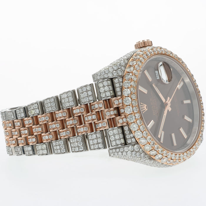Rolex Datejust 41 Chocolate Dial Rose Gold & Steel Custom Diamonds 126331