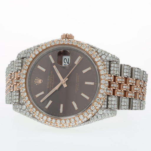 Rolex Datejust 41 Chocolate Dial Rose Gold & Steel Custom Diamonds 126331
