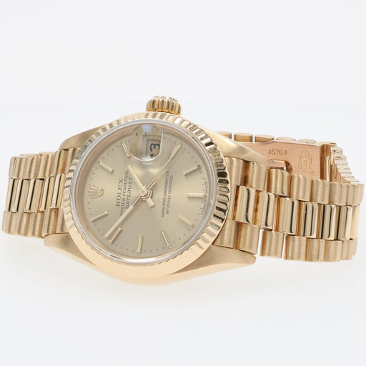 Rolex Lady-Datejust President Solid 18kt Yellow Gold Champagne Roman Dial 69178