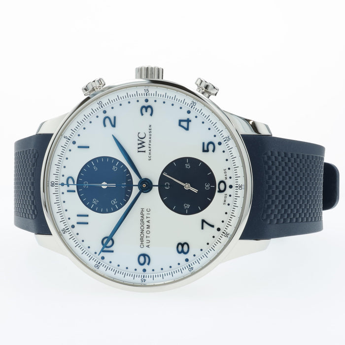 IWC Portugieser Chronograph White Dial "Blue Panda" 41MM Steel IW371620