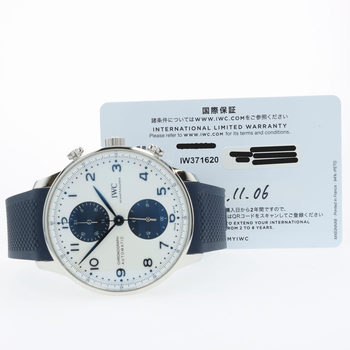 IWC Portugieser Chronograph White Dial "Blue Panda" 41MM Steel IW371620