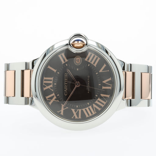 Cartier Ballon Bleu Chocolate Dial 18K Rose Gold & Stainless Steel W6920032 3001