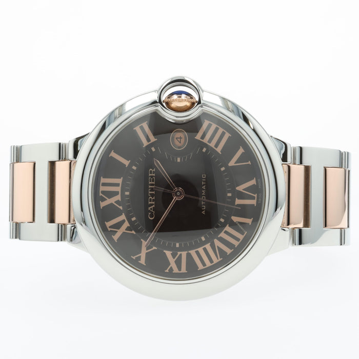 Cartier Ballon Bleu Chocolate Dial 18K Rose Gold & Stainless Steel W6920032 3001