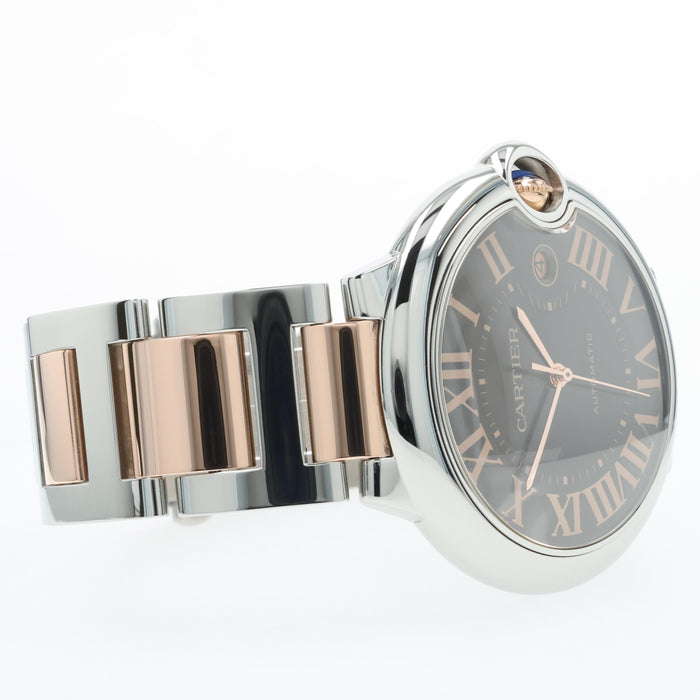 Cartier Ballon Bleu Chocolate Dial 18K Rose Gold & Stainless Steel W6920032 3001