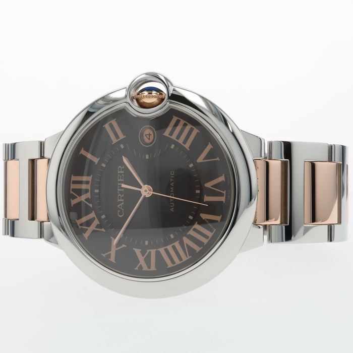 Cartier Ballon Bleu Chocolate Dial 18K Rose Gold & Stainless Steel W6920032 3001