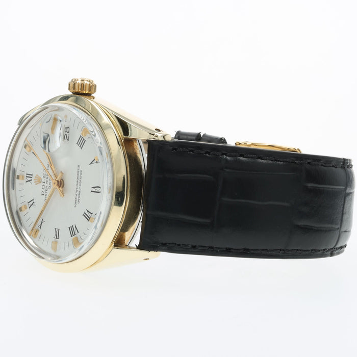 Rolex Oyster Perpetual Date Gold Cap White Dial Stainless Steel Automatic 1550