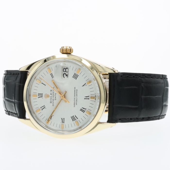 Rolex Oyster Perpetual Date Gold Cap White Dial Stainless Steel Automatic 1550