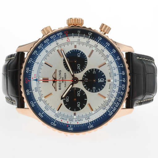 Breitling Navitimer Chronograph Solid 18kt Rose Gold Silver Dial 46MM RB0137