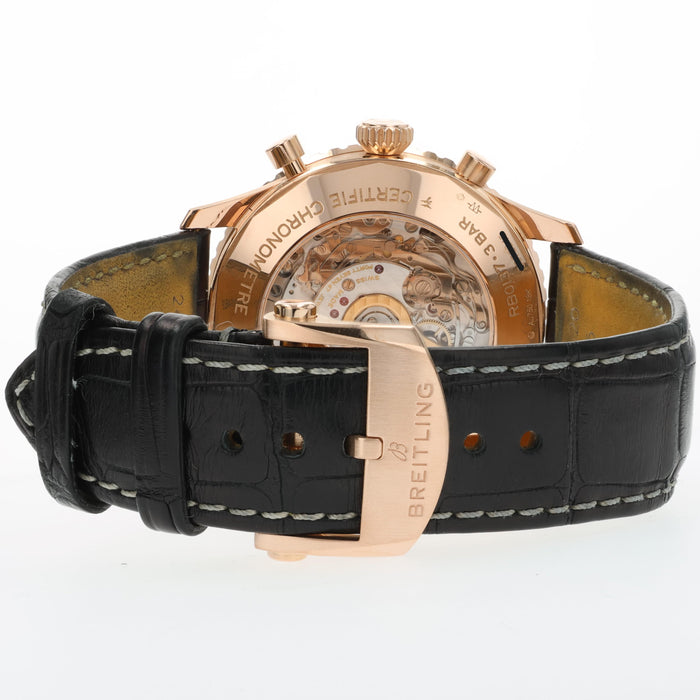 Breitling Navitimer Chronograph Solid 18kt Rose Gold Silver Dial 46MM RB0137