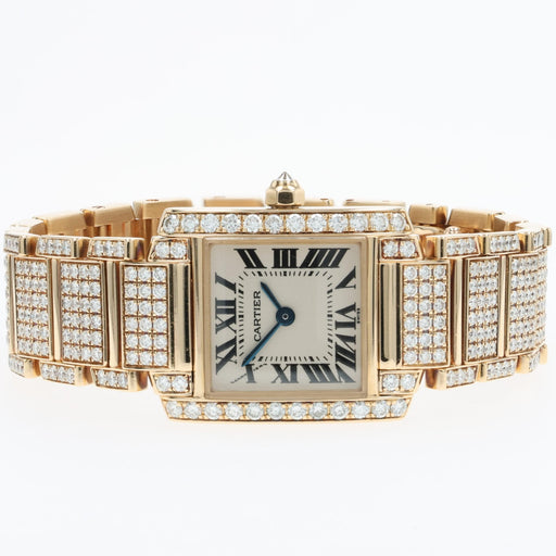 Cartier Tank Francaise Ladies Quartz Factory Full Pave Diamonds WE1001RD 2364