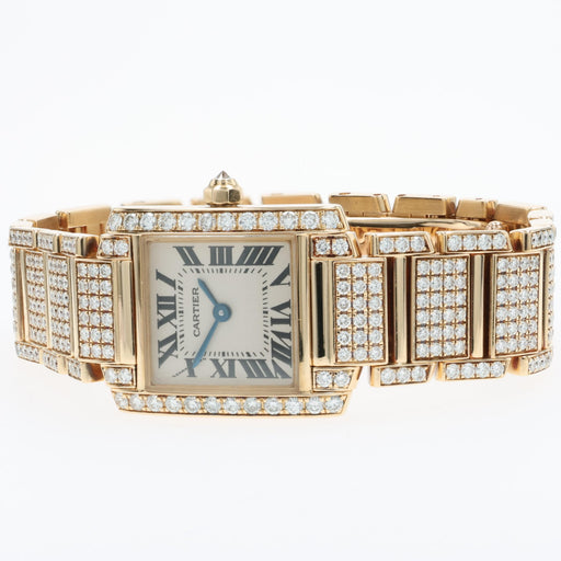 Cartier Tank Francaise Ladies Quartz Factory Full Pave Diamonds WE1001RD 2364