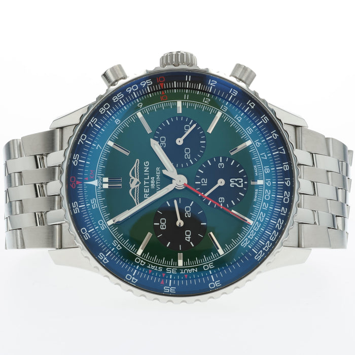 Breitling Navitimer 46mm Green Dial Chronograph Stainless Steel AB0137