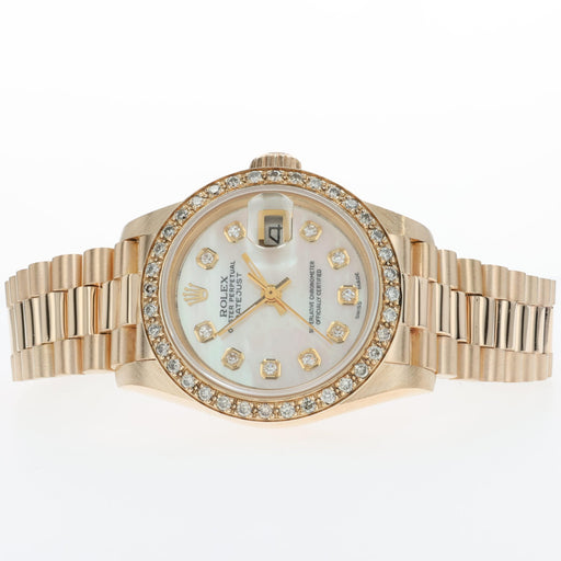 Rolex Datejust 26 18K Yellow Gold President Custom Mother of Pearl Diamond 69178