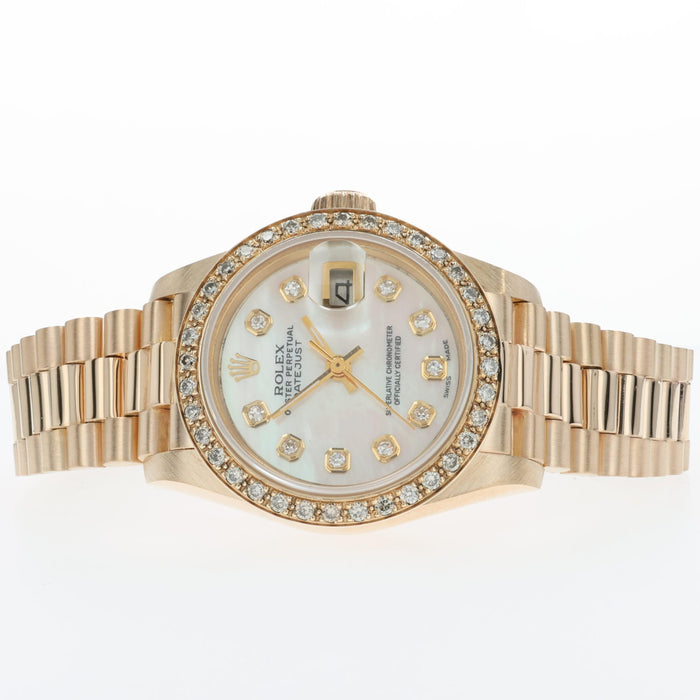 Rolex Datejust 26 18K Yellow Gold President Custom Mother of Pearl Diamond 69178