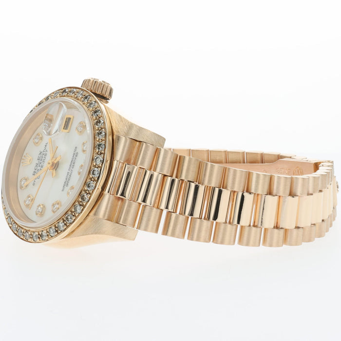 Rolex Datejust 26 18K Yellow Gold President Custom Mother of Pearl Diamond 69178