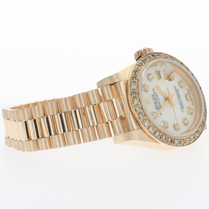 Rolex Datejust 26 18K Yellow Gold President Custom Mother of Pearl Diamond 69178