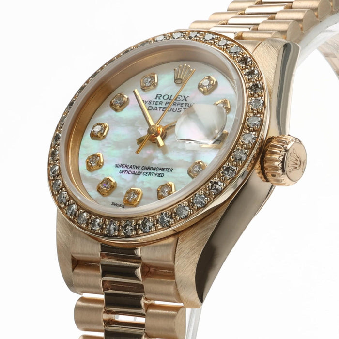 Rolex Datejust 26 18K Yellow Gold President Custom Mother of Pearl Diamond 69178