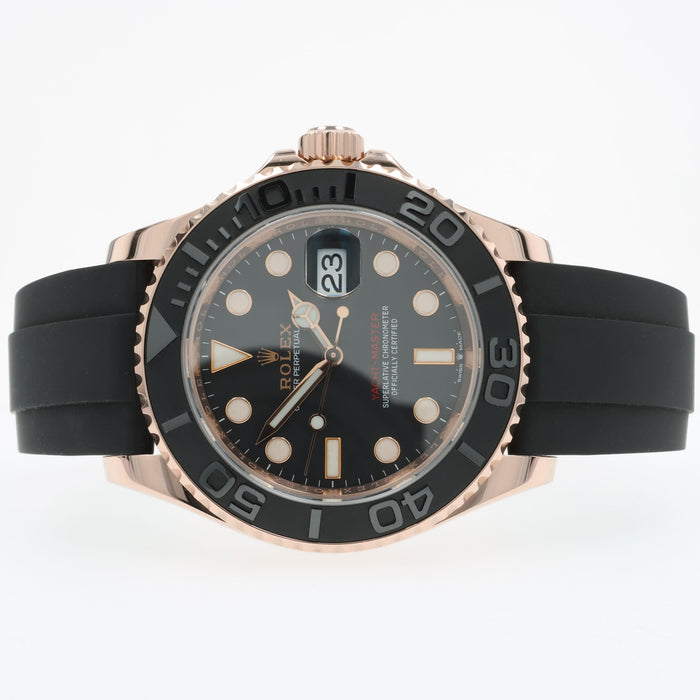 Rolex Yachtmaster Black Dial 18kt Rose Gold Oysterflex Automatic 126655