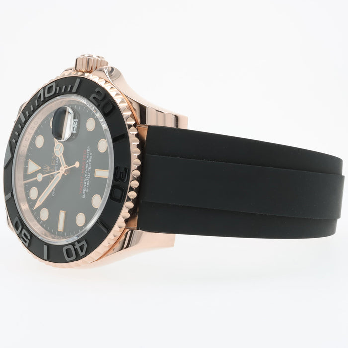 Rolex Yachtmaster Black Dial 18kt Rose Gold Oysterflex Automatic 126655