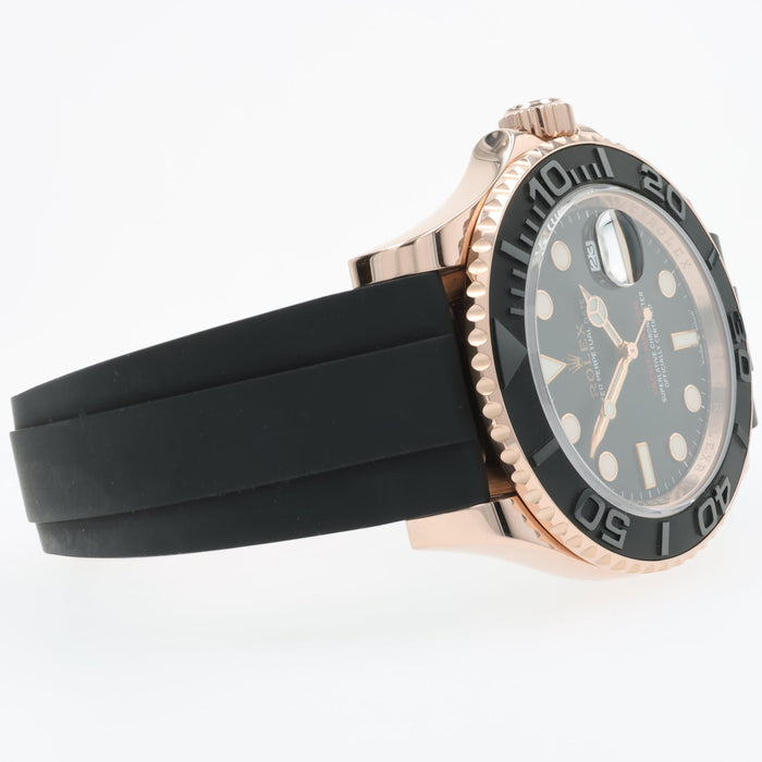 Rolex Yachtmaster Black Dial 18kt Rose Gold Oysterflex Automatic 126655
