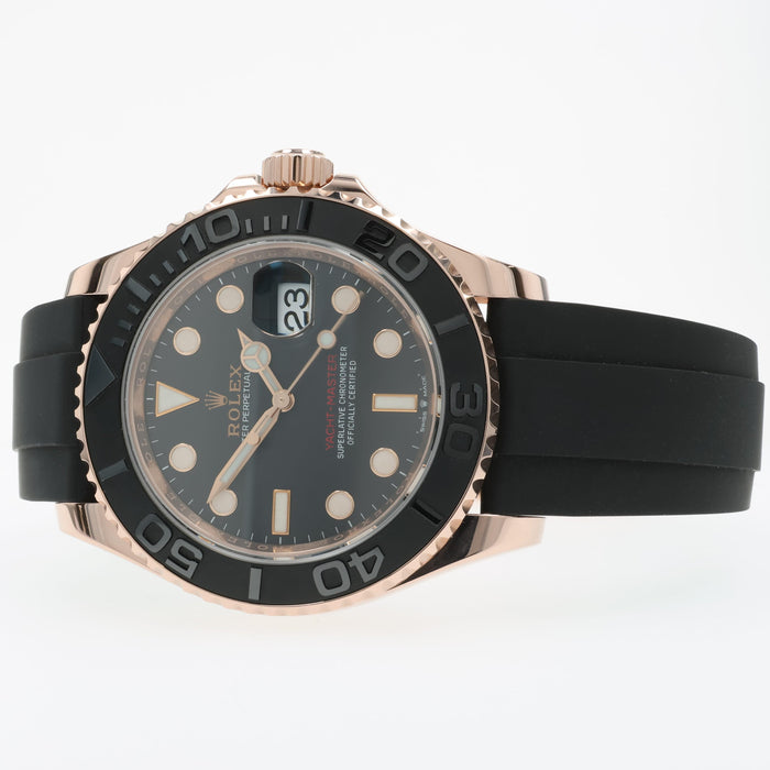 Rolex Yachtmaster Black Dial 18kt Rose Gold Oysterflex Automatic 126655