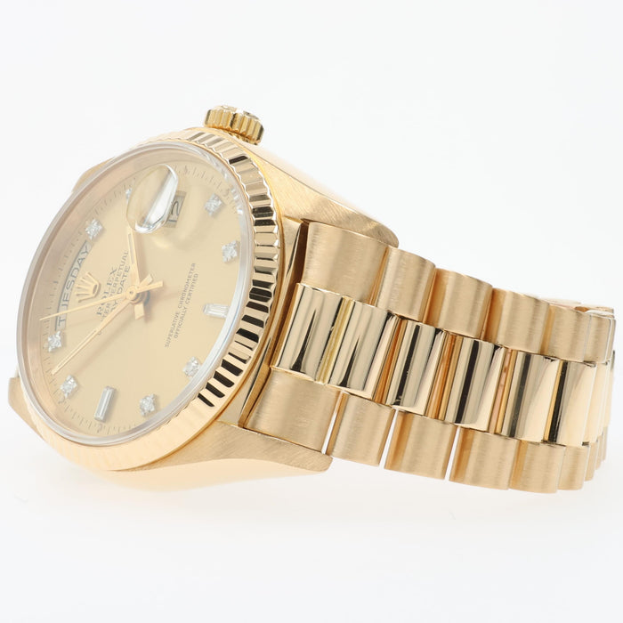 Rolex Day-Date 36mm President Solid 18kt Yellow Gold Factory Diamond Dial 18038
