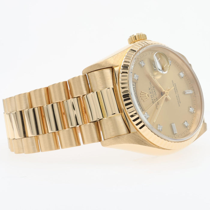 Rolex Day-Date 36mm President Solid 18kt Yellow Gold Factory Diamond Dial 18038