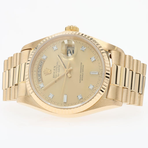Rolex Day-Date 36mm President Solid 18kt Yellow Gold Factory Diamond Dial 18038