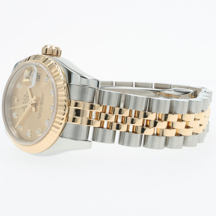 Rolex Datejust 26 Factory Diamond Champagne Dial 18K Yellow Gold & Steel 179173