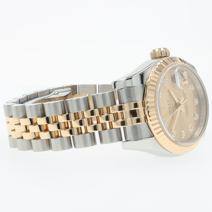 Rolex Datejust 26 Factory Diamond Champagne Dial 18K Yellow Gold & Steel 179173