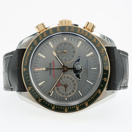 Omega Speedmaster 18K Yellow Gold Green Bezel & Steel 304.23.44.52.06.001