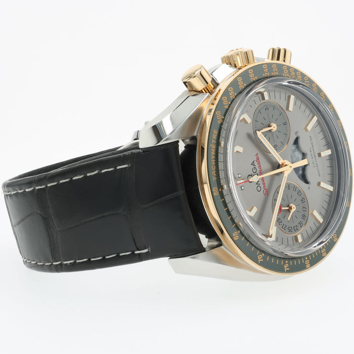 Omega Speedmaster 18K Yellow Gold Green Bezel & Steel 304.23.44.52.06.001