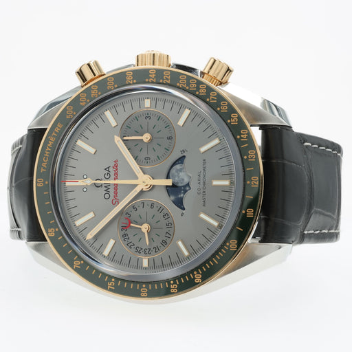 Omega Speedmaster 18K Yellow Gold Green Bezel & Steel 304.23.44.52.06.001