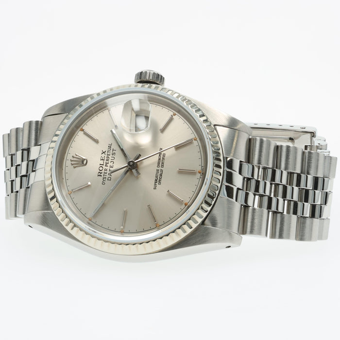 Rolex Datejust 36 Silver Stick Dial Stainless Steel Automatic 16014