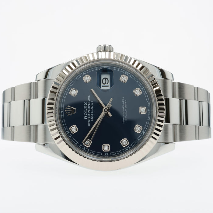 Rolex Datejust 41 Factory Blue Diamond Dial Oyster Stainless Steel 126334
